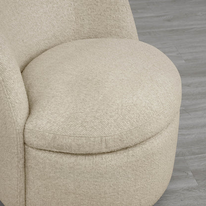 Close-up of ivory boucle swivel chair showcasing soft padding and curved design - CHITA Living