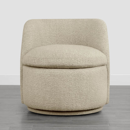 Ivory boucle swivel accent chair with plush cushioning and modern curved design - CHITA Living