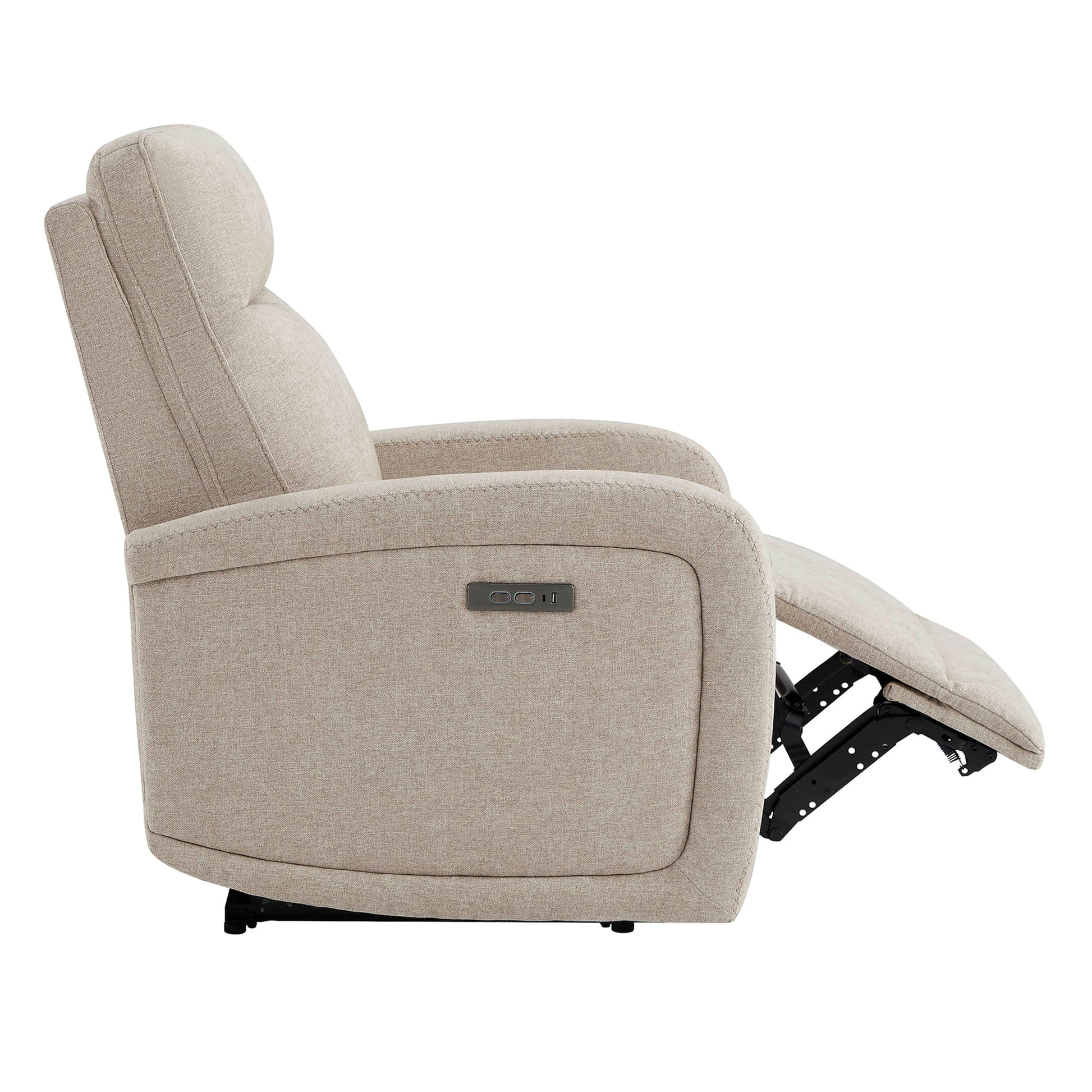 Keni Power Wall Hugger Recliner in light beige, side view showcasing minimalist design and recline function - CHITA Living