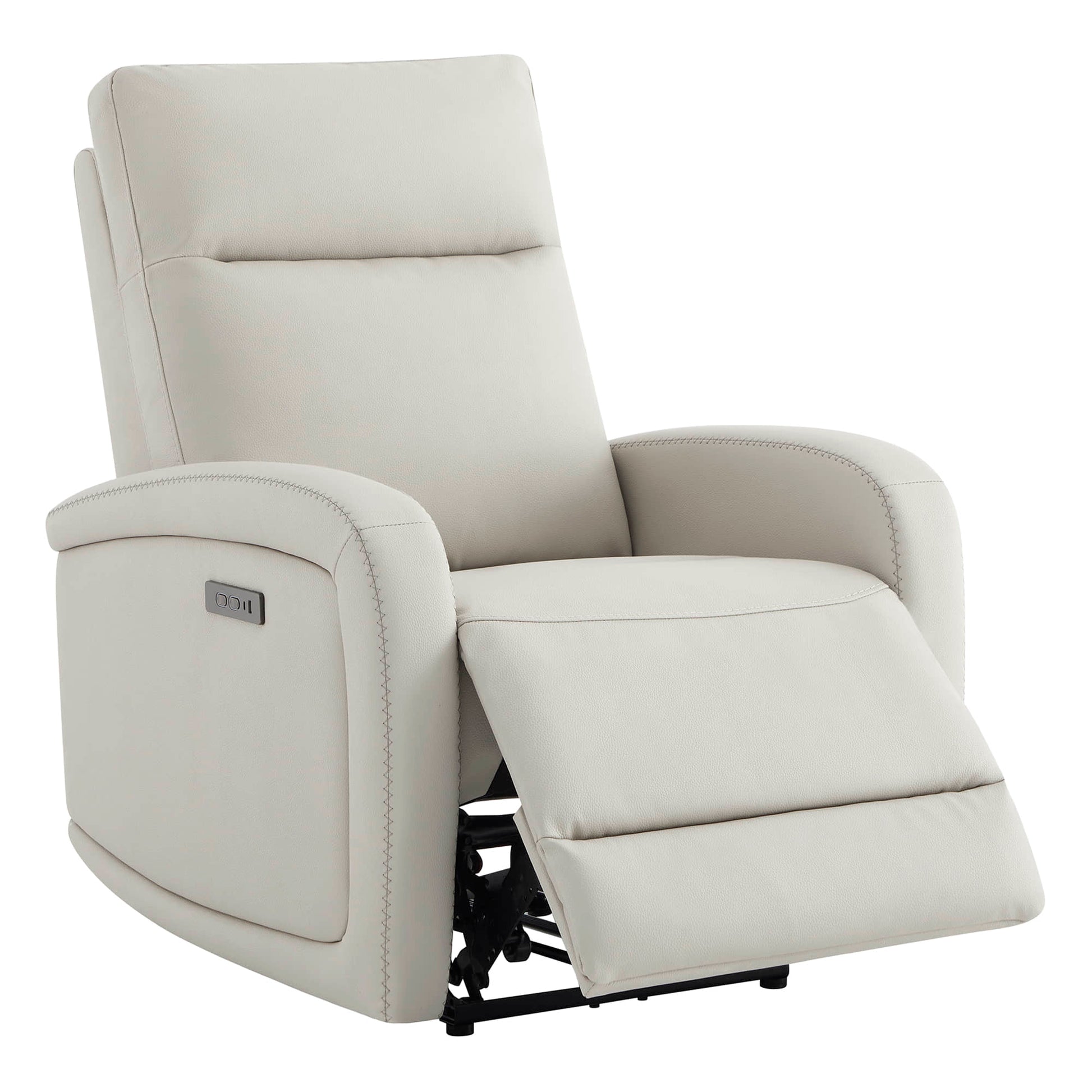 Light faux leather Keni recliner showcasing reclining mechanism and minimalist design - CHITA Living