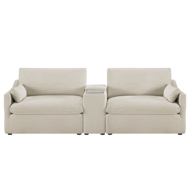 Kenna 2 Seat Modular Sofa in off-white with center console, modern design, comfortable seating
