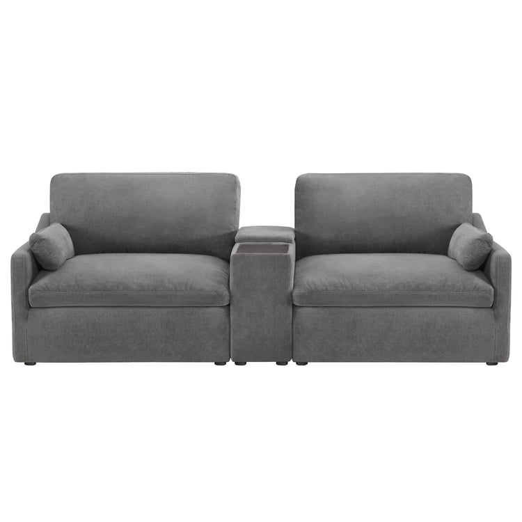 Kenna 2 Seat Modular Sofa in gray with center console, modern and comfortable design