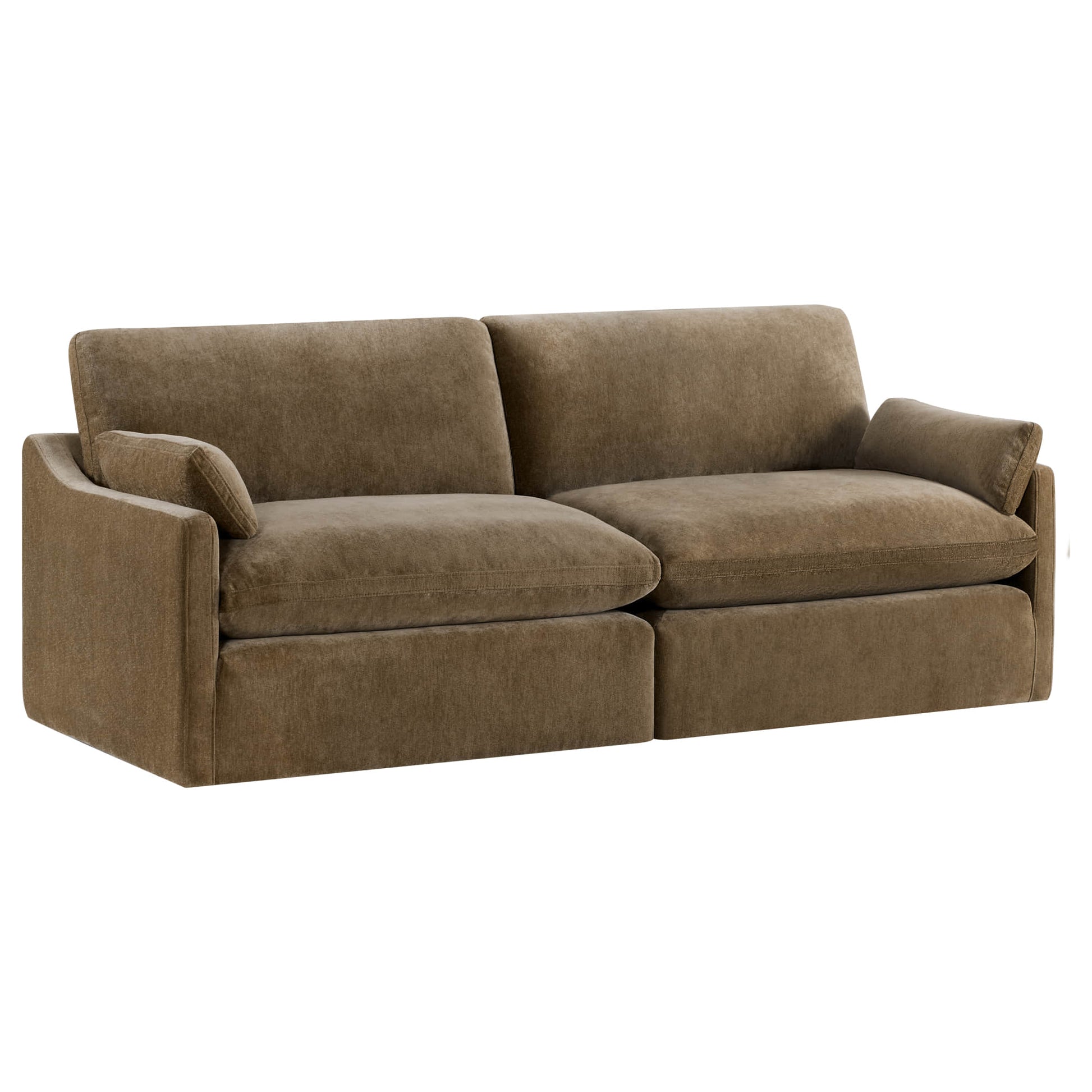 Kenna 2 Seat Modular Sofa in brown fabric, comfortable seating and modern design, perfect for any living room