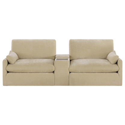 Kenna 2 Seat Modular Sofa in beige with center console, modern design and comfortable seating