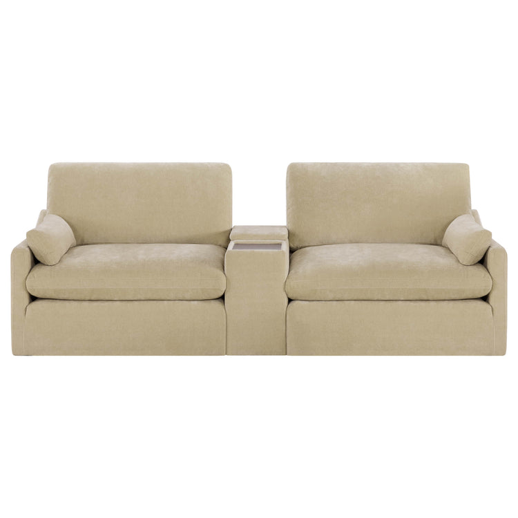 Kenna 2 Seat Modular Sofa in beige with center console, modern design and comfortable seating