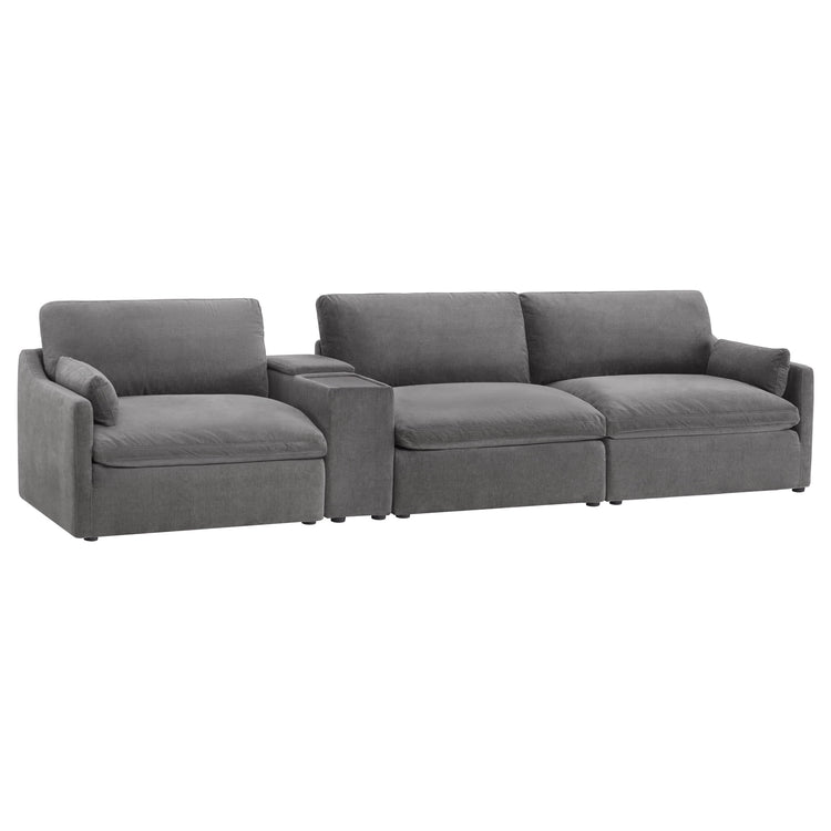 Gray Kenna 3-Seat Modular Sofa, modern design and deep seating, comfortable living room furniture