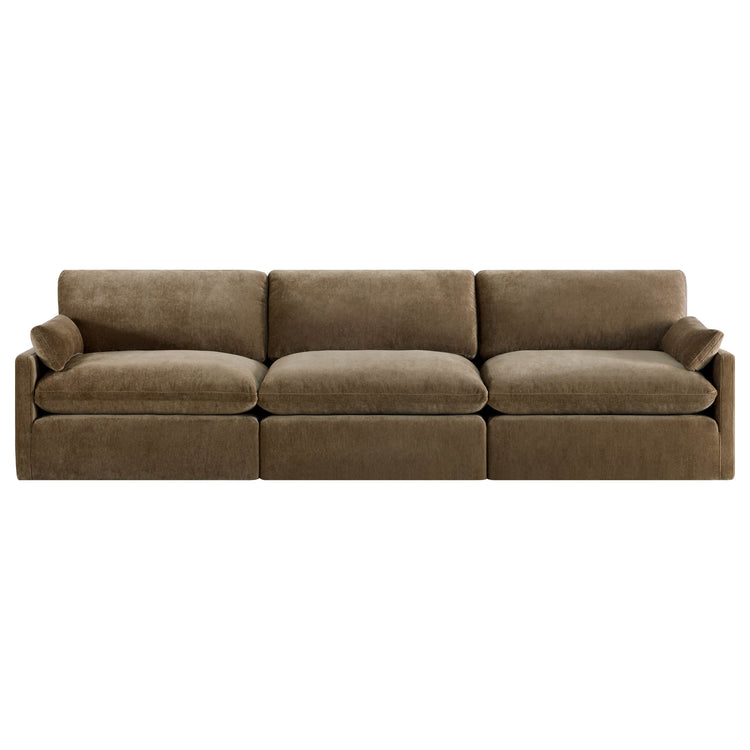 Kenna 3 Seat Modular Sofa in earthy-toned fabric, modern design and deep seating.