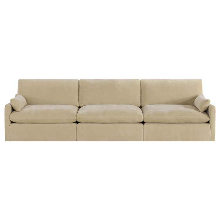 Kenna 3-Seat Modular Sofa in beige fabric. Modern and comfortable living room seating.