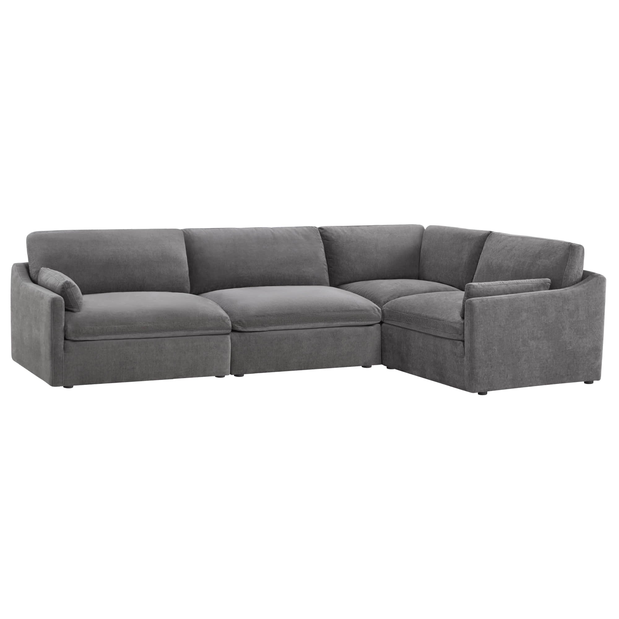 Gray Kenna Modular 4 Seat Sofa-Chaise Sectional, modern design, comfortable seating, soft cushions