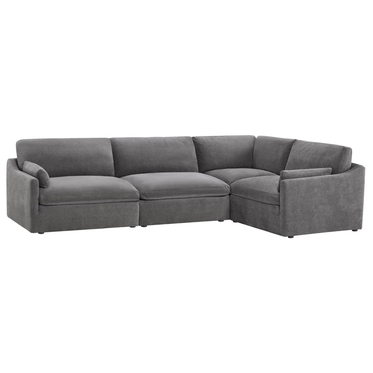 Gray Kenna Modular 4 Seat Sofa-Chaise Sectional, modern design, comfortable seating, soft cushions