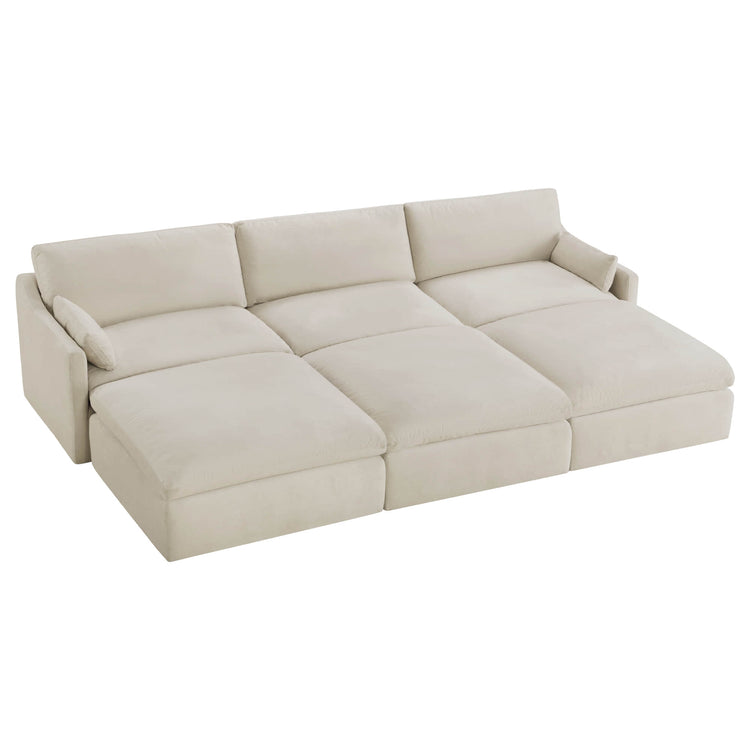 Kenna Modular 6 Seat Sofa Pit Sectional in Cream - Comfortable, modern sectional sofa for living room