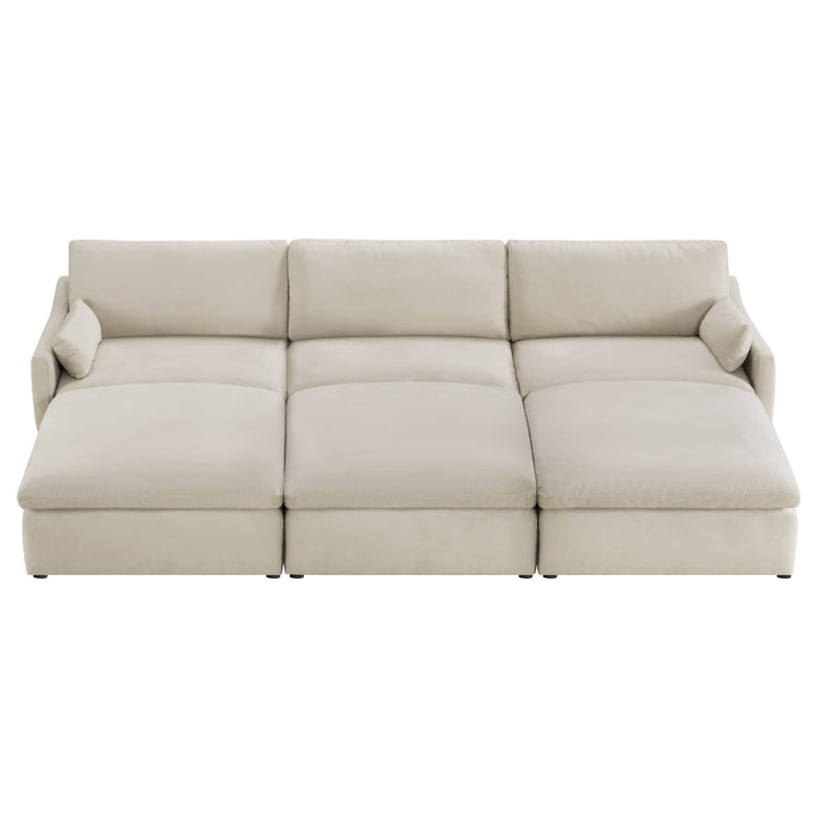 Cream Kenna Modular 6 Seat Sofa Pit Sectional - Comfortable modern sofa with soft cushions.