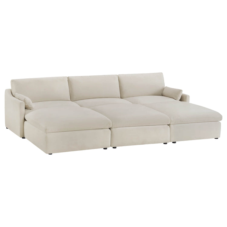 Cream Kenna Modular 6 Seat Pit Sectional Sofa, modern and comfortable living room furniture