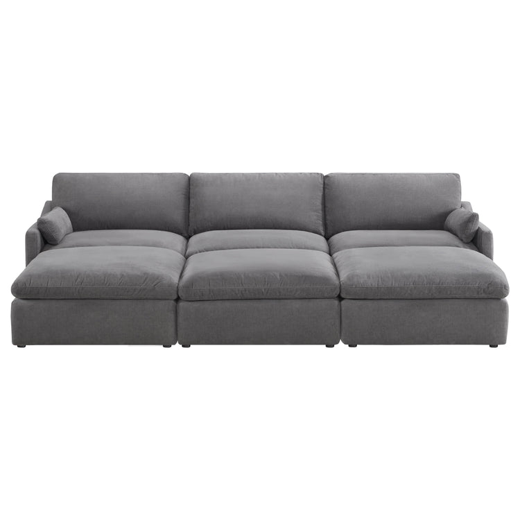 Gray Kenna Modular 6 Seat Sofa Pit Sectional. Deep seating and comfortable living room furniture.