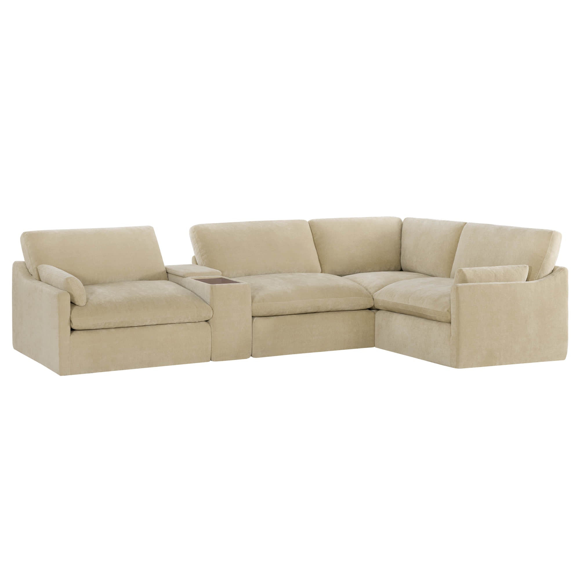 Cream Kenna Modular Sofa-Chaise Sectional, comfortable seating with soft cushions, perfect for living room