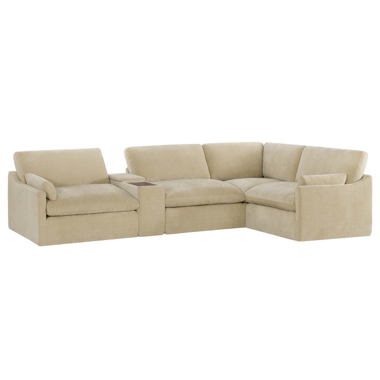 Cream Kenna Modular Sofa-Chaise Sectional, comfortable seating with soft cushions, perfect for living room