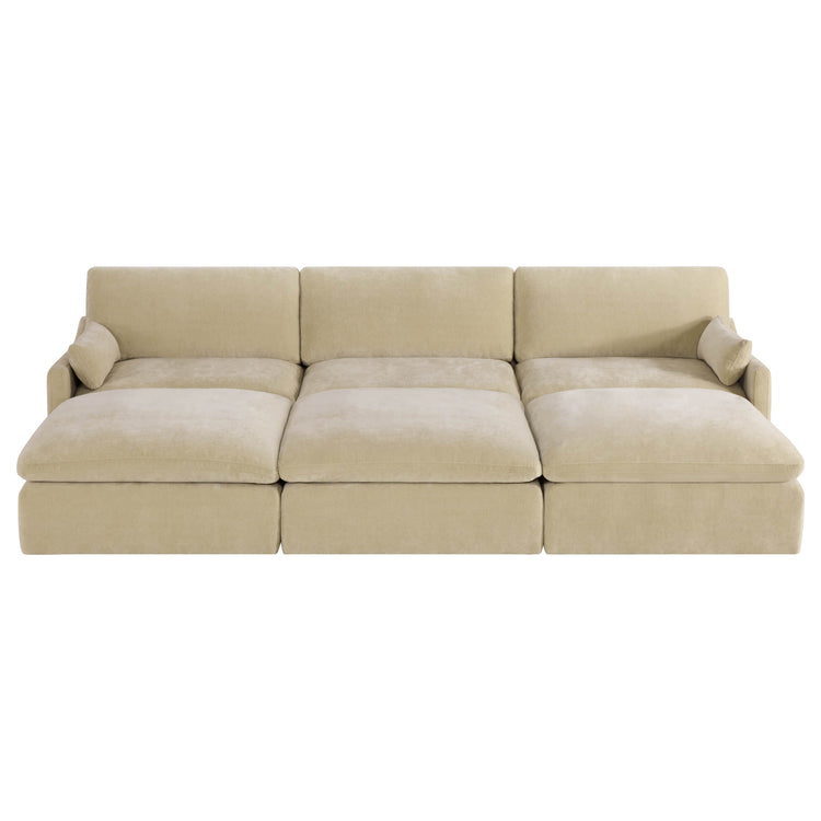 Kenna Modular 6 Seat Sofa Pit Sectional in Cream. Comfortable and modern living room sofa