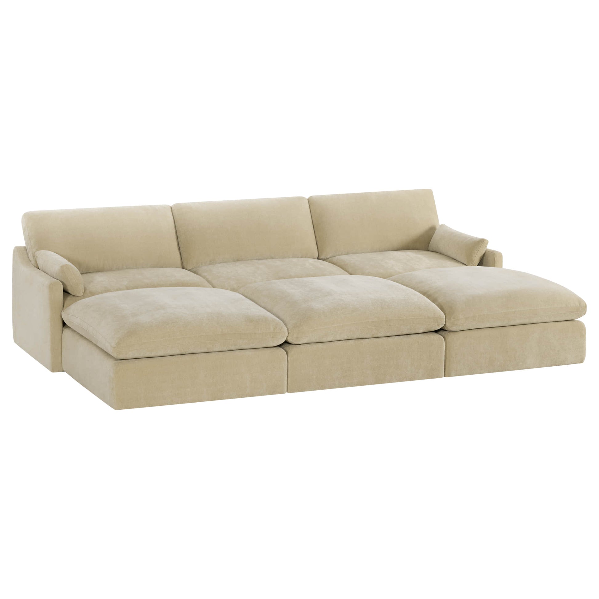 Cream Kenna Modular 6 Seat Sofa Pit Sectional - Modern, comfortable living room furniture.