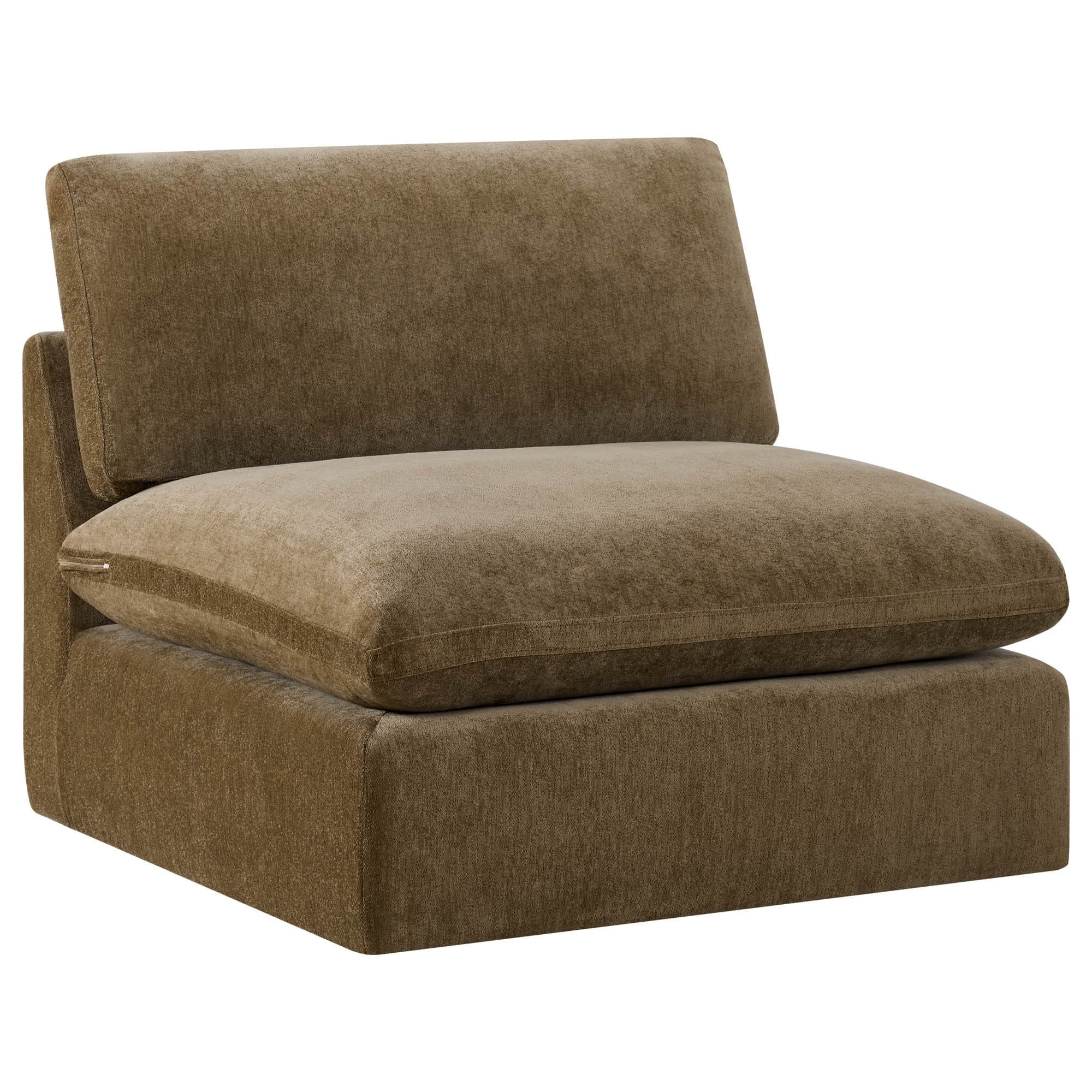 Kenna Modular Sofa-Chaise, brown fabric, comfortable seating, and modular design for living room.