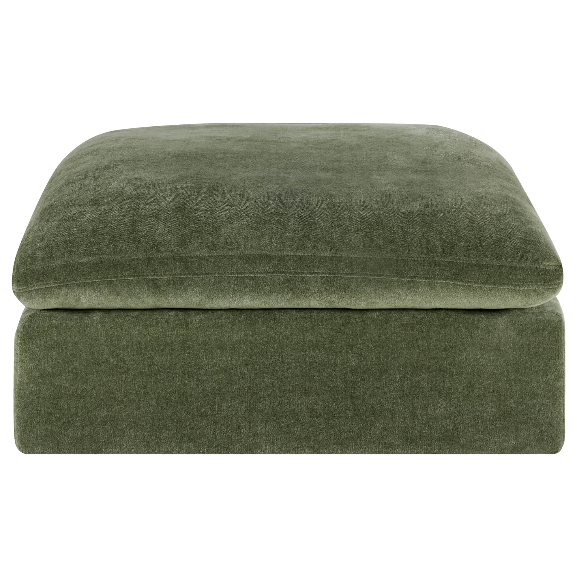 Olive Green Kenna Modular Ottoman, comfortable seating with soft cushions.