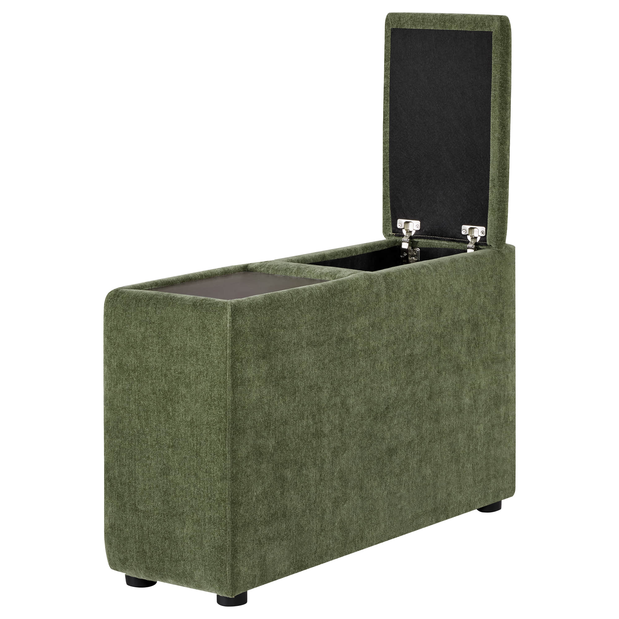 Kenna Modular Ottoman in Olive Green, lift-top storage, comfortable seating.