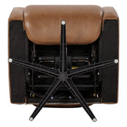 Landon Genuine Leather Power Swivel Recliner with Power Headrest, bottom view showing the base and internal mechanism.