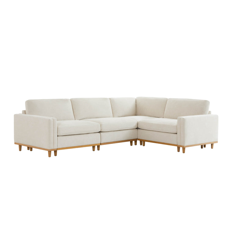 Liam 4-Piece Overstuffed Sectional Sofa with chaise in light beige fabric - CHITA Living