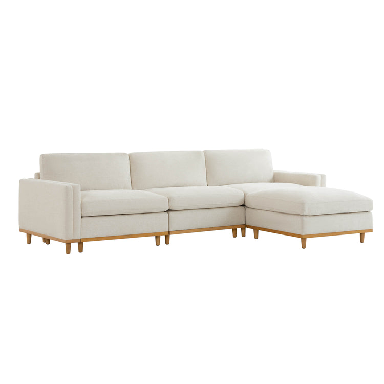 Liam 4-Piece Overstuffed Sectional Sofa with chaise in light beige fabric - CHITA Living
