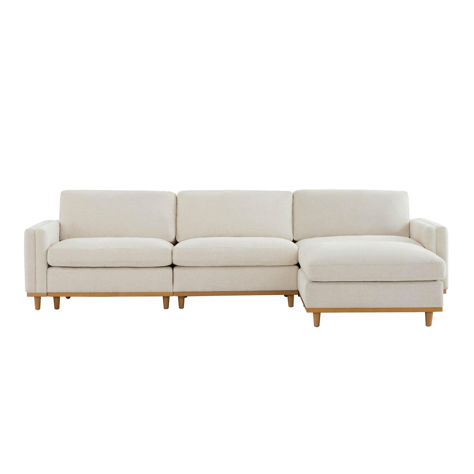 Liam 4-Piece Overstuffed Sectional Sofa in light beige with a chaise lounge - CHITA Living