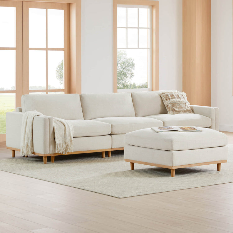 Liam 4-Piece Overstuffed Sectional Sofa with matching ottoman in modern living room - CHITA Living