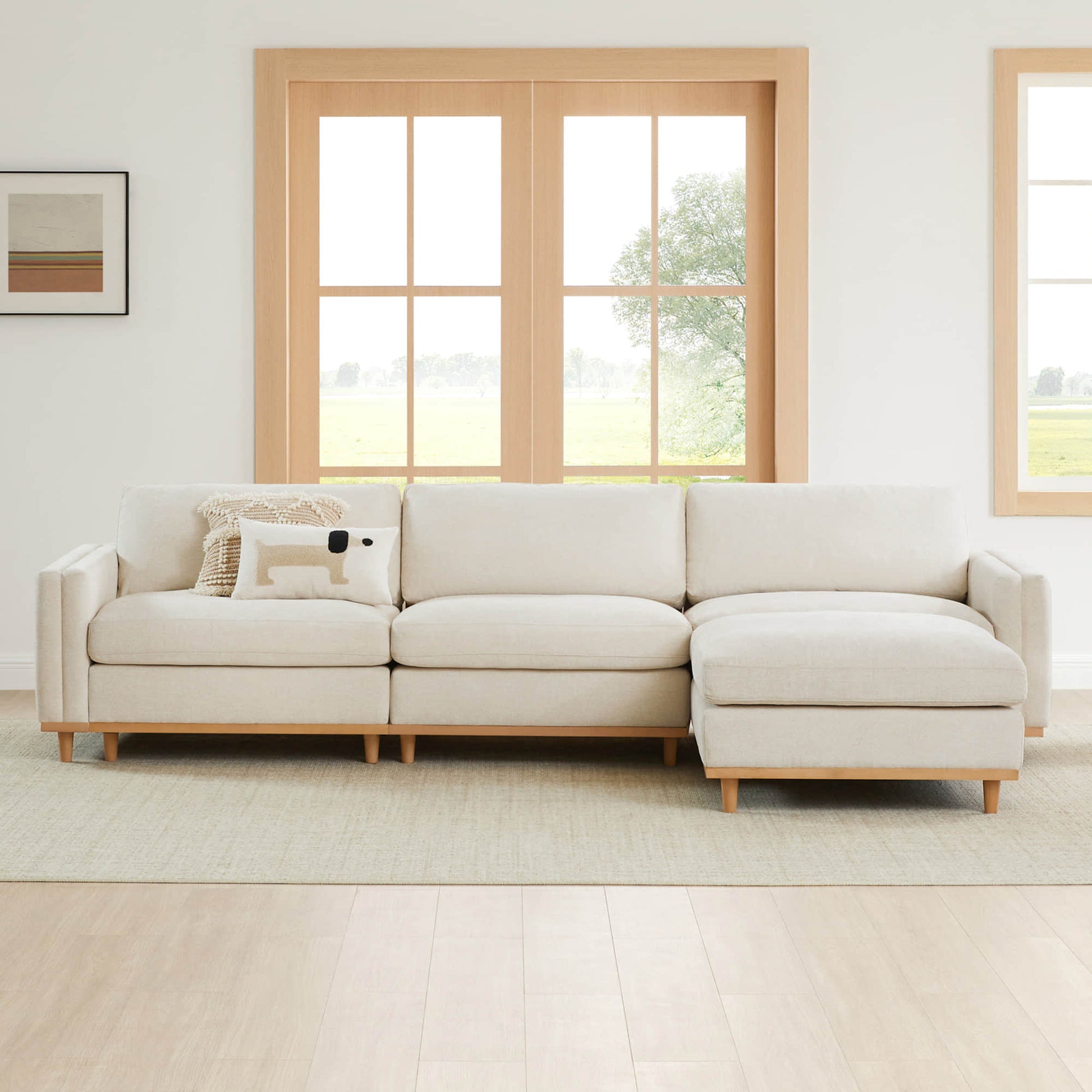 Liam 4-Piece Overstuffed Sectional Sofa in light fabric enhancing modern living space - CHITA Living