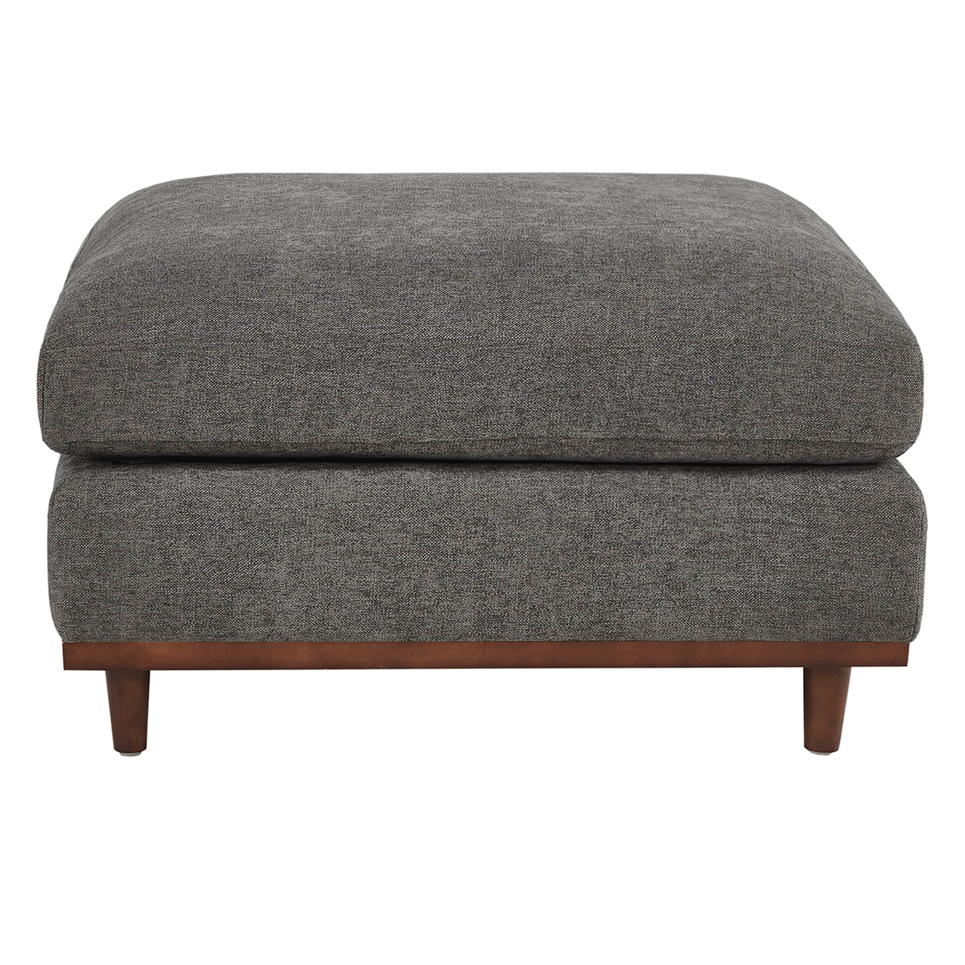Liam ottoman in gray fabric with plush cushion and solid wood base - CHITA Living