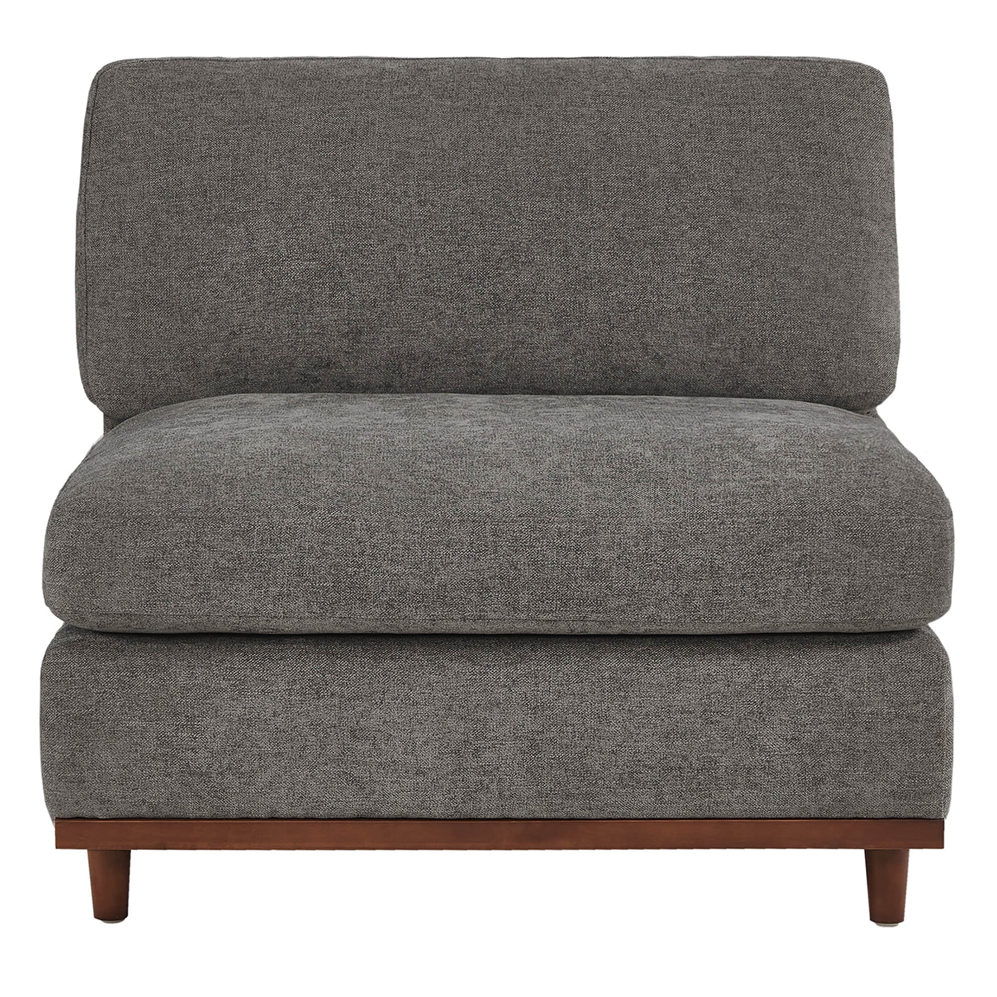 Liam modular armless chair in gray fabric with wooden base, perfect for modern living rooms - CHITA Living