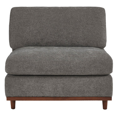 Liam modular armless chair in gray fabric with wooden base, perfect for modern living rooms - CHITA Living