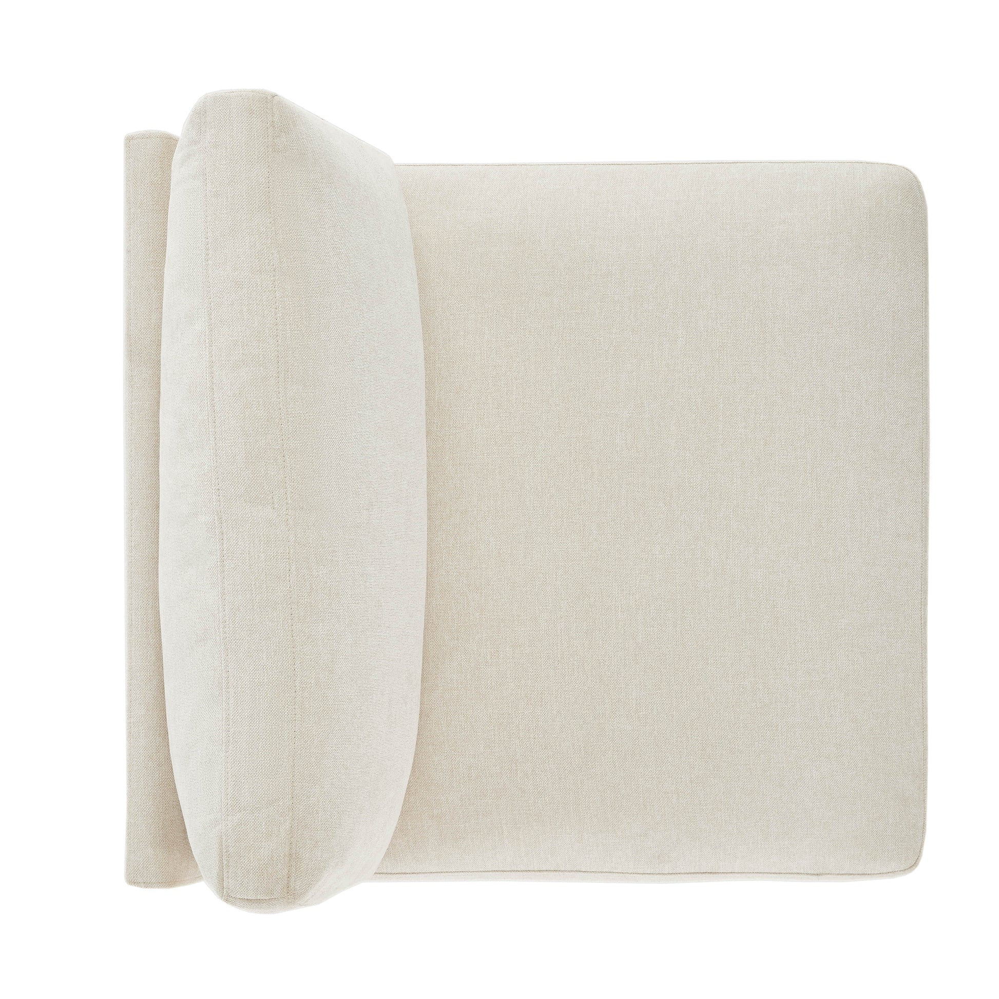Top view of Liam sectional sofa cushion in light fabric, showcasing modern design - CHITA Living