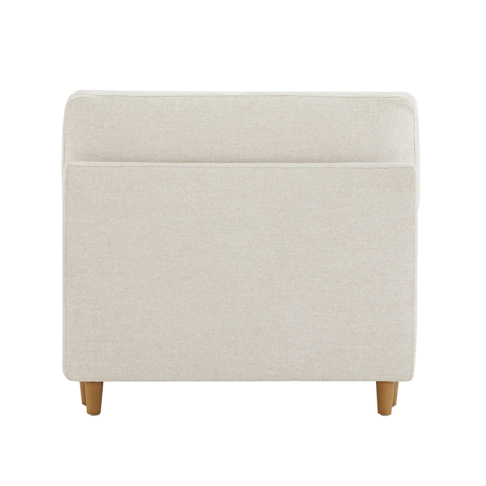 Rear view of Liam 5-Piece Overstuffed Sectional in light fabric and wood legs - CHITA Living