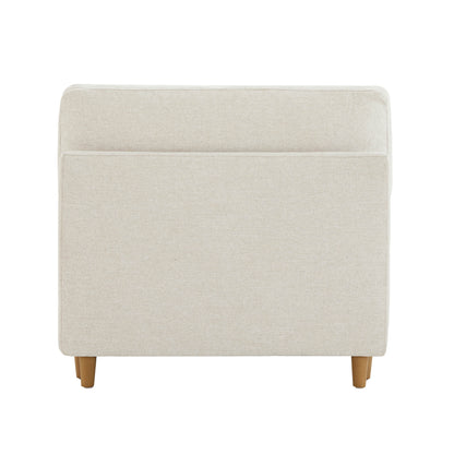Rear view of Liam 5-Piece Overstuffed Sectional in light fabric and wood legs - CHITA Living