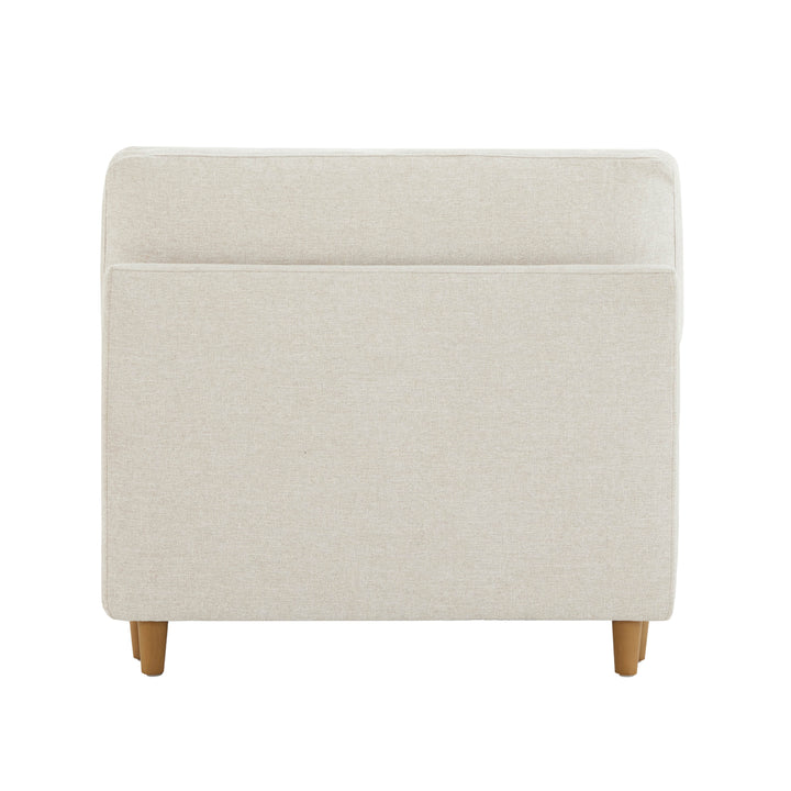 Back view of Liam modular sectional sofa in light beige fabric with wooden legs - CHITA Living
