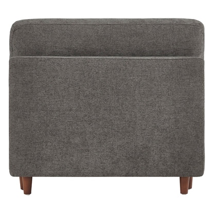 Liam 5-Piece Overstuffed Sectional rear view in gray fabric with wooden legs - CHITA Living