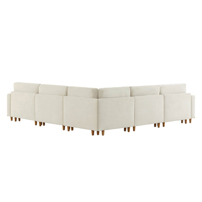 Liam 5-Piece Overstuffed Sectional with light fabric in a bright modern living room - CHITA Living