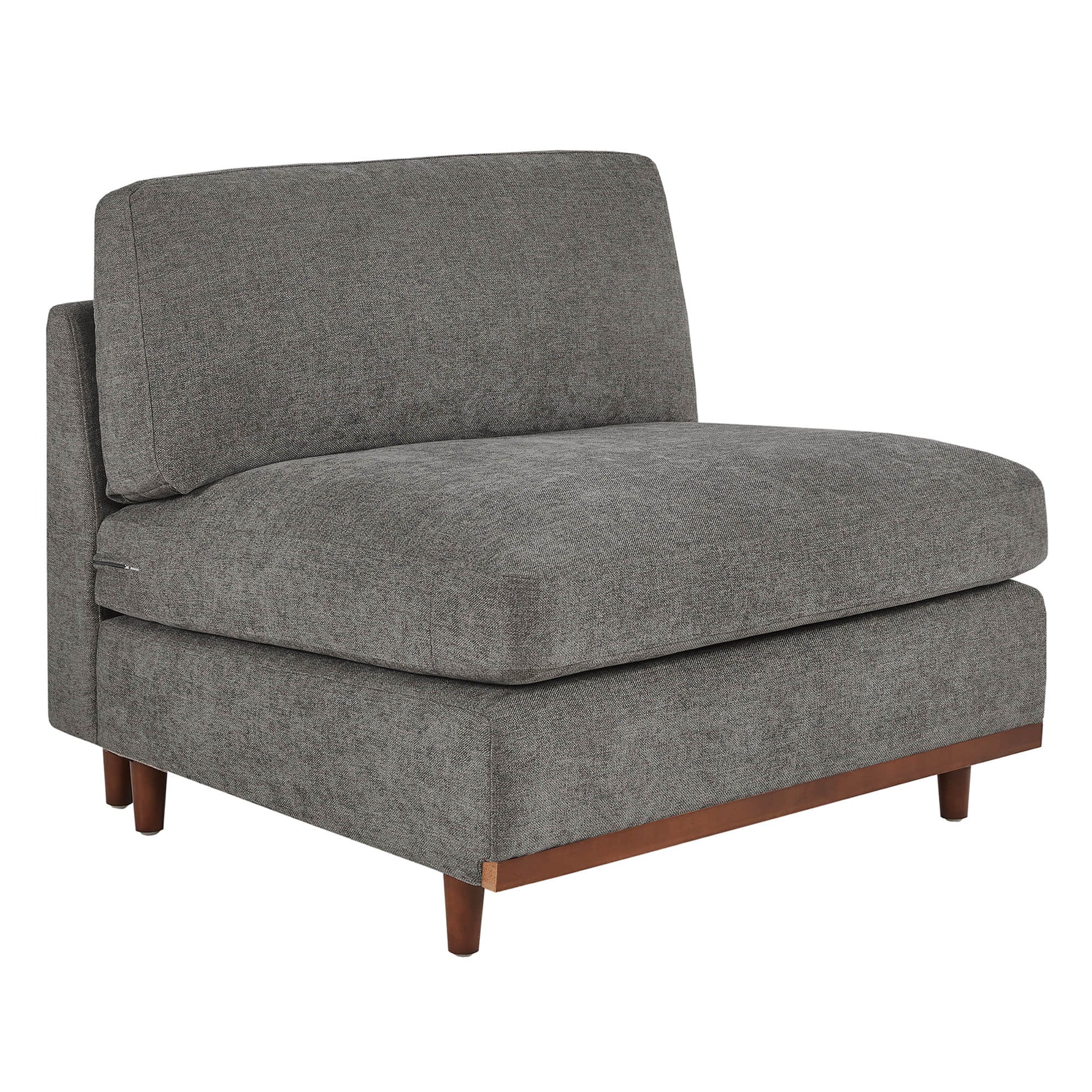 Liam armless chair in gray upholstery and wooden legs for modern living rooms - CHITA Living