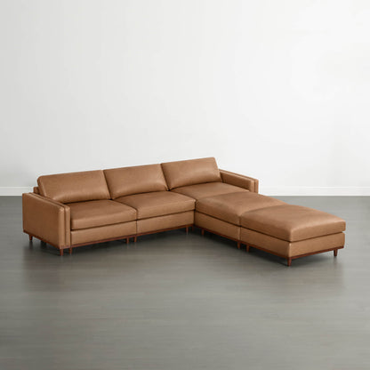 Liam 5-Piece Overstuffed Feather Wood Base Sectional Sofa