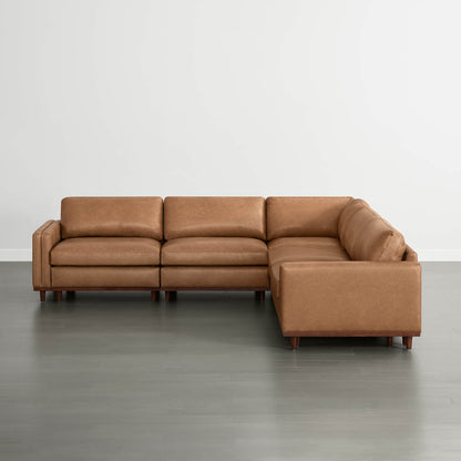 Liam 5-Piece Overstuffed Feather Wood Base Sectional Sofa