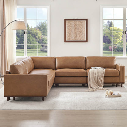 Liam 5-Piece Overstuffed Feather Wood Base Sectional Sofa