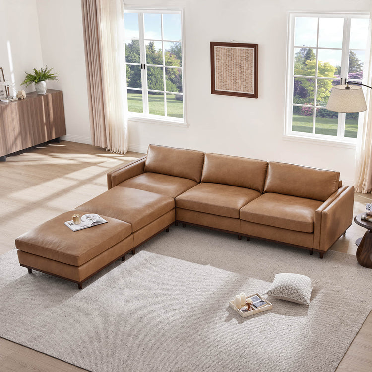 Liam 5-Piece Overstuffed Feather Wood Base Sectional Sofa