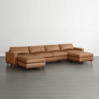 Liam 6-Piece Overstuffed Feather Wood Base Sectional Sofa