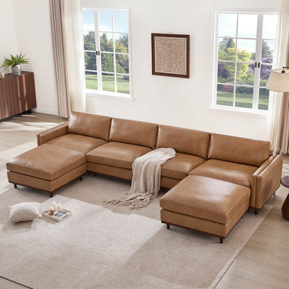 Liam 6-Piece Overstuffed Feather Wood Base Sectional Sofa