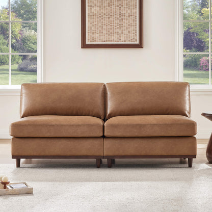 Liam 2-Piece Overstuffed Feather Wood Base Sectional Sofa