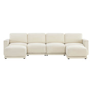 Modern white sectional sofa with chaise lounges on both ends