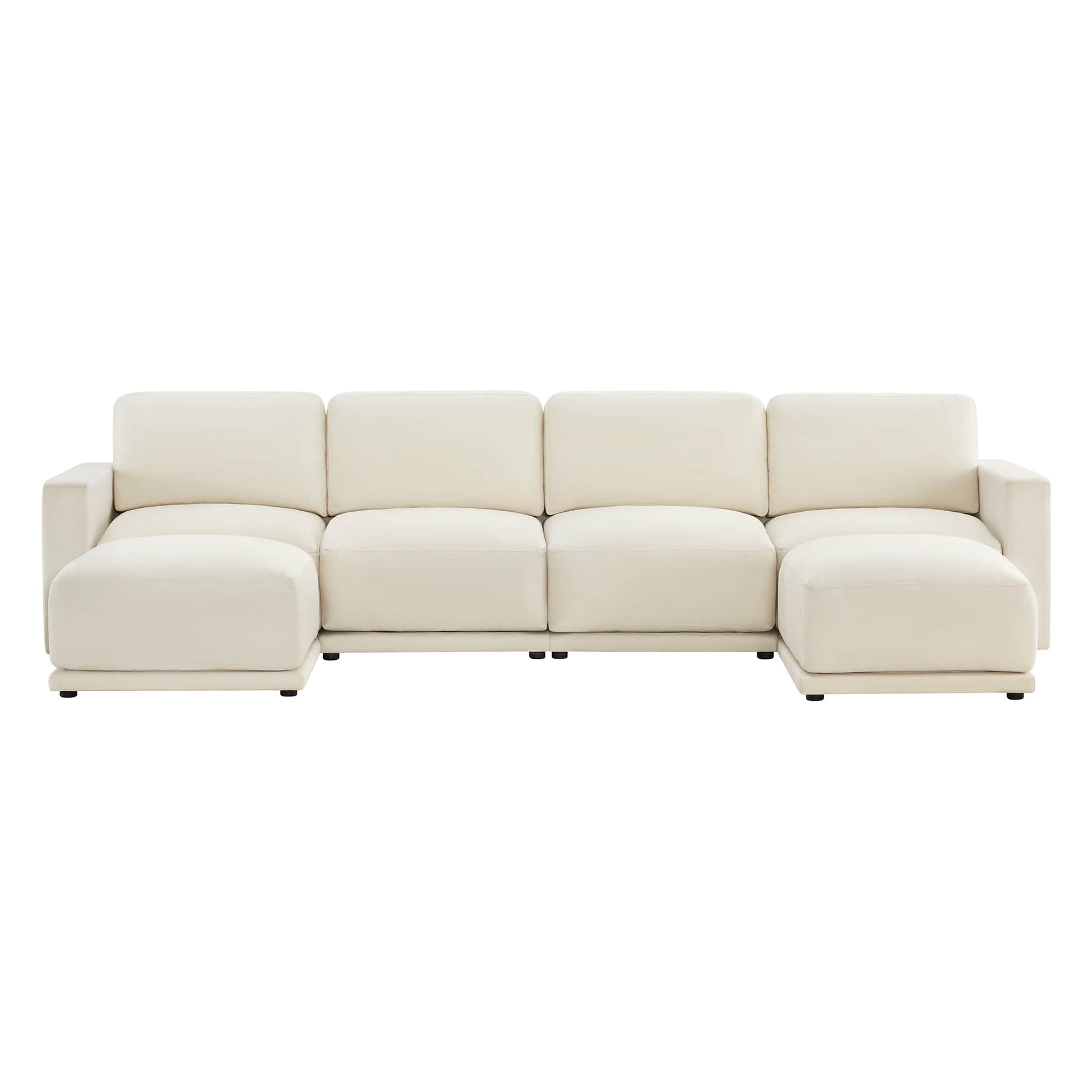 Modern white sectional sofa with chaise lounges on both ends